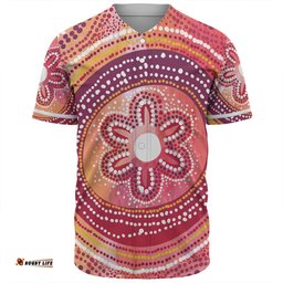 Australia Dot Painting Inspired Aboriginal Baseball Shirt - Aboriginal Style Dot Baseball Shirt