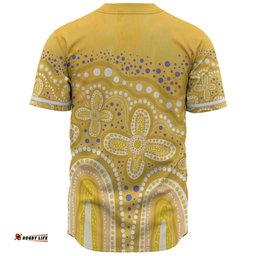 Australia Aboriginal Baseball Shirt - Dot painting illustration in Aboriginal style Yellow Baseball Shirt