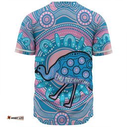 Australia Emu Aboriginal Custom Baseball Shirt - Blue Indigenous Dreamtime Emu Baseball Shirt
