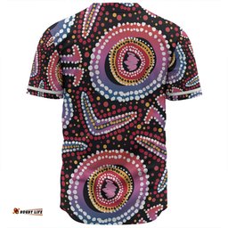 Australia Dot Painting Inspired Aboriginal Baseball Shirt - Boomerang From Aboriginal Art Baseball Shirt