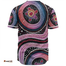 Australia Dot Painting Inspired Aboriginal Baseball Shirt - Turtles With Dot In Aboriginal Baseball Shirt