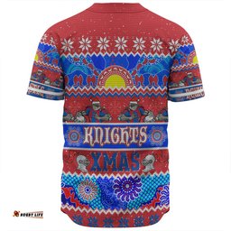 Newcastle Knights Christmas Aboriginal Custom Baseball Shirt - Indigenous Knitted Ugly Xmas Style Baseball Shirt