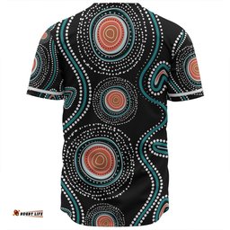 Australia Dot Painting Inspired Aboriginal Baseball Shirt - Aboriginal Green Dot Patterns Art Painting Baseball Shirt
