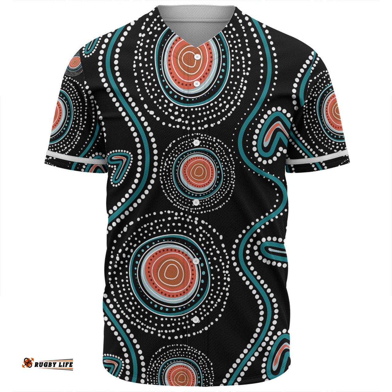 Australia Dot Painting Inspired Aboriginal Baseball Shirt - Aboriginal Green Dot Patterns Art Painting Baseball Shirt