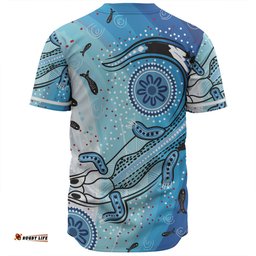 Australia Dot Painting Inspired Aboriginal Baseball Shirt - Aboriginal Dot Art With Crocodile Baseball Shirt