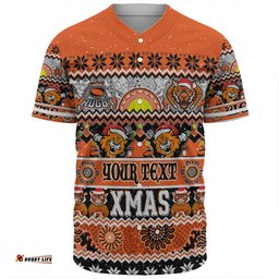 Wests Tigers Christmas Aboriginal Custom Baseball Shirt - Indigenous Knitted Ugly Xmas Style Baseball Shirt