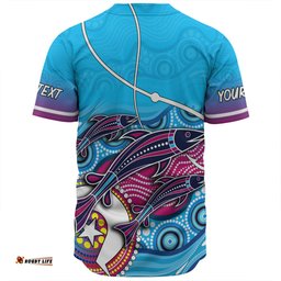 Australia Fishing Aboriginal Fishing Custom Baseball Shirt - Fishaholic With The Dhari Symbol And Aboriginal Pattern Baseball Shirt