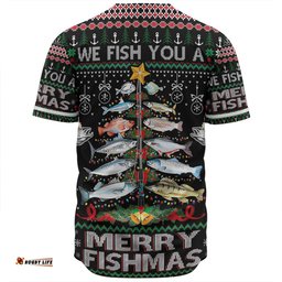 Australia Christmas Fishing Baseball Shirt - Merrry Fishmas Fishing Rod Christmas Tree Baseball Shirt