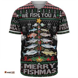 Australia Christmas Fishing Baseball Shirt - Merrry Fishmas Fishing Rod Christmas Tree Baseball Shirt