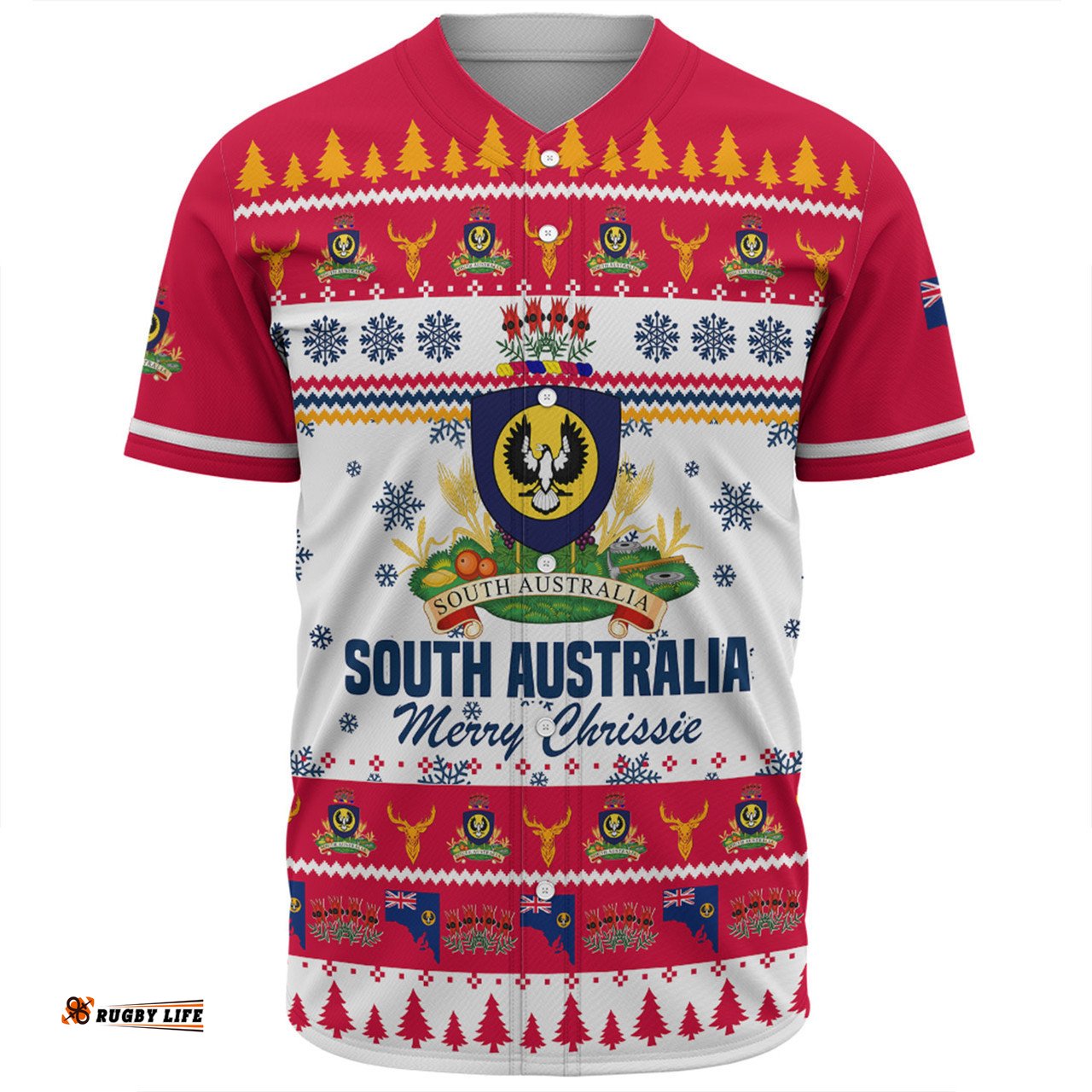 South Australia Christmas Baseball Shirt - Merry Chrissie Baseball Shirt