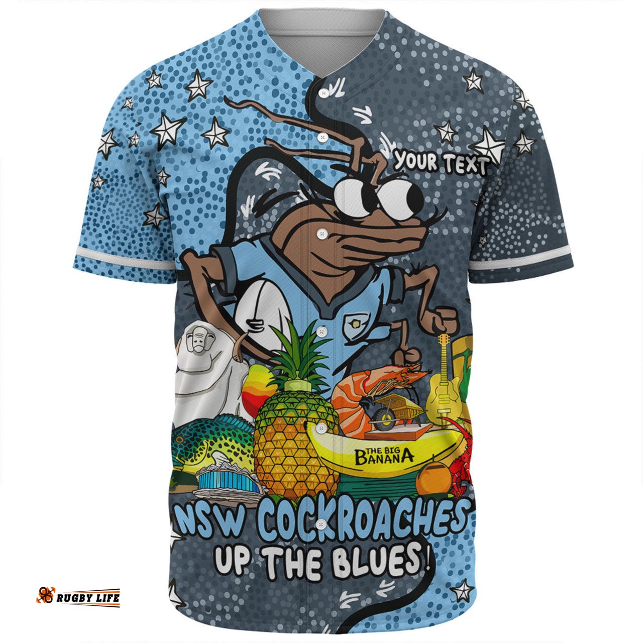 New South Wales Cockroaches Custom Baseball Shirt - Australian Big Things Baseball Shirt