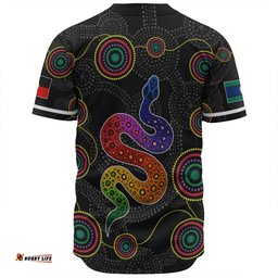 Australia Aboriginal Custom Baseball Shirt - Indigenous Dreaming Rainbow Serpent Inspired Baseball Shirt