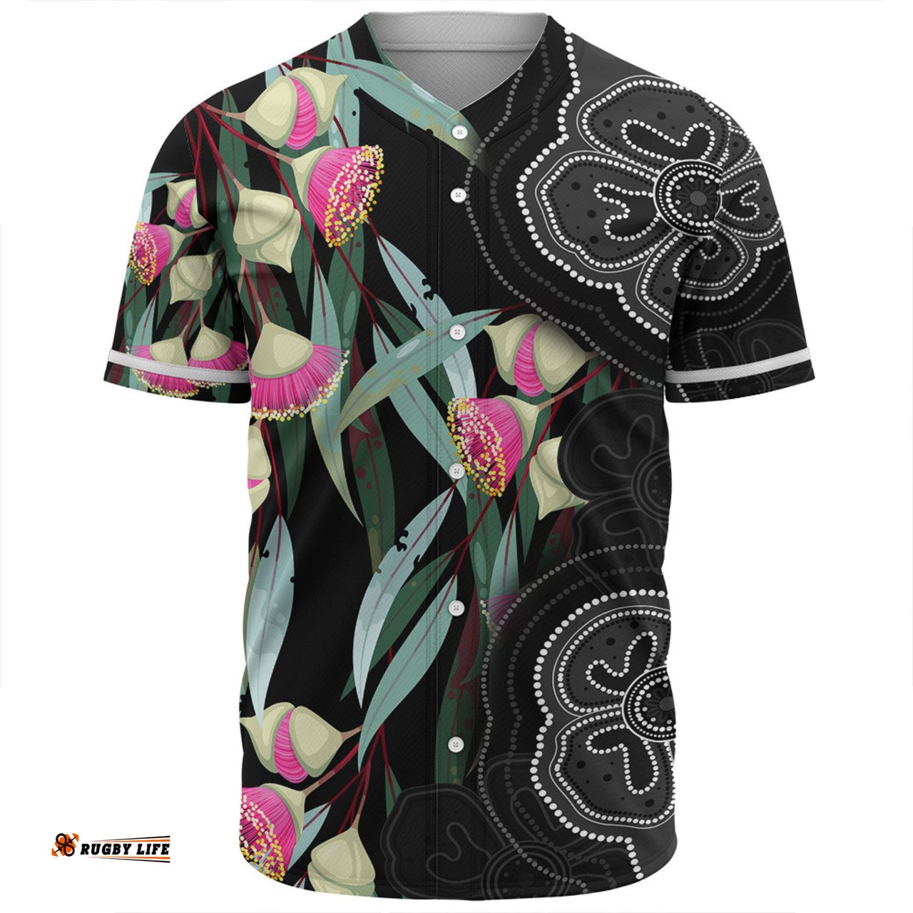 Australia Aboriginal Baseball Shirt - Seamless Pattern With Eucalyptus Flower Baseball Shirt