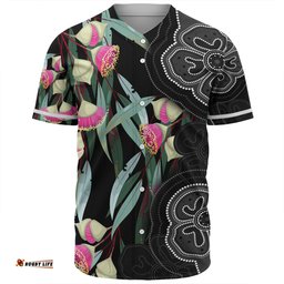 Australia Aboriginal Baseball Shirt - Seamless Pattern With Eucalyptus Flower Baseball Shirt