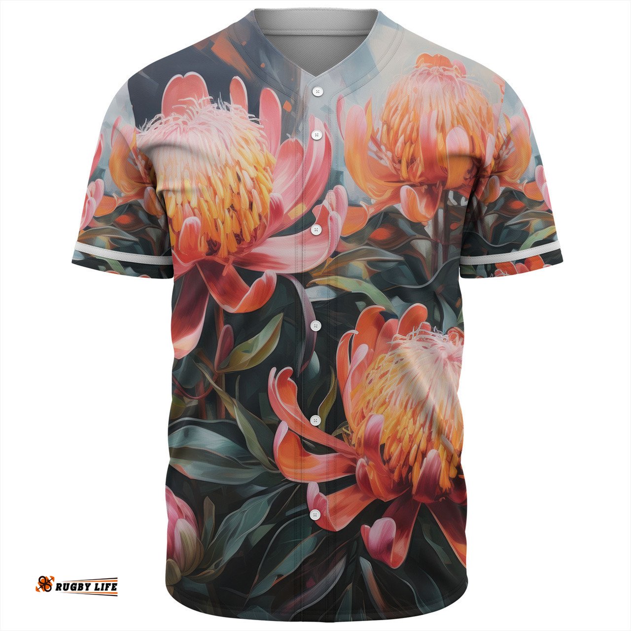 Australia Waratah Baseball Shirt - Waratah Oil Painting Abstract Ver2 Baseball Shirt