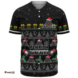 Penrith Panthers Christmas Custom Baseball Shirt - Special Ugly Christmas Baseball Shirt