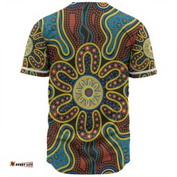 Australia Dot Painting Inspired Aboriginal Baseball Shirt - Aboriginal Dot Art Color Inspired Baseball Shirt