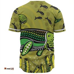 Australia Aboriginal Baseball Shirt - Mother And Baby Dugong Aboriginal Art Baseball Shirt