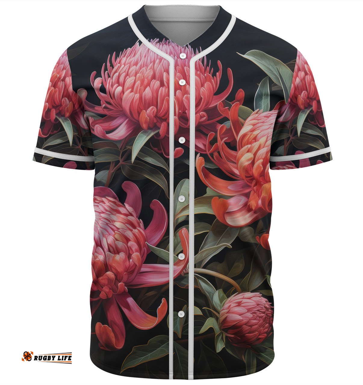 Australia Waratah Baseball Shirt - Red Waratah Flowers Fine Art Ver3 Baseball Shirt