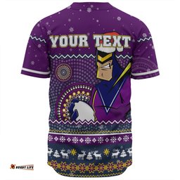 Melbourne Storm Christmas Custom Baseball Shirt - Ugly Xmas And Aboriginal Patterns For Die Hard Fan Baseball Shirt
