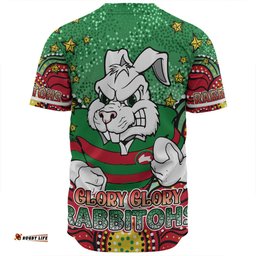 South Sydney Rabbitohs Baseball Shirt - Custom With Aboriginal Inspired Style Of Dot Painting Patterns  Baseball Shirt