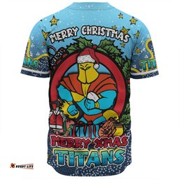 Gold Coast Titans Christmas Custom Baseball Shirt - Merry Christmas Our Beloved Team With Aboriginal Dot Art Pattern Baseball Shirt