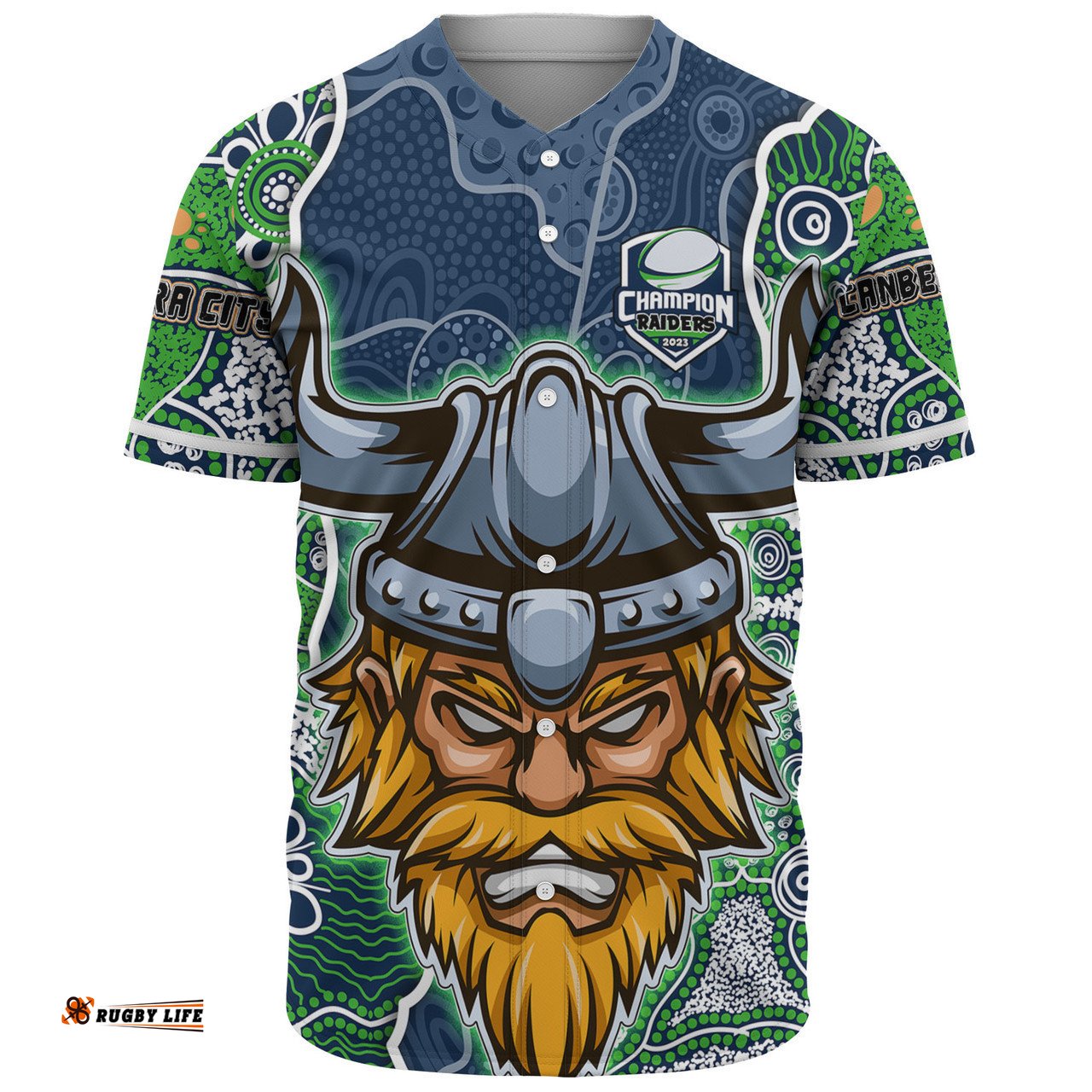 Canberra Raiders Grand Final Custom Baseball Shirt - Custom Raiders Contemporary Style Of Aboriginal Painting Baseball Shirt