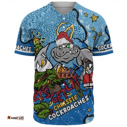 New South Wales Cockroaches Christmas Custom Baseball Shirt - Let's Get Lit Chrisse Pressie Baseball Shirt