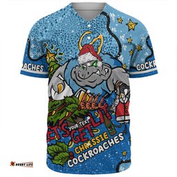 New South Wales Cockroaches Christmas Custom Baseball Shirt - Let's Get Lit Chrisse Pressie Baseball Shirt