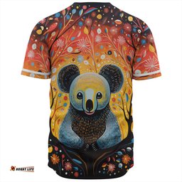 Australia Koala Custom Baseball Shirt - Aboriginal Koala With Flowers Baseball Shirt