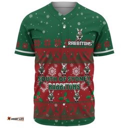 South Sydney Rabbitohs Custom Baseball Shirt - Special Ugly Christmas Baseball Shirt