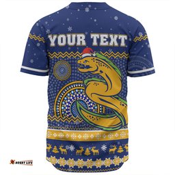 Parramatta Eels Christmas Custom Baseball Shirt - Ugly Xmas And Aboriginal Patterns For Die Hard Fan Baseball Shirt