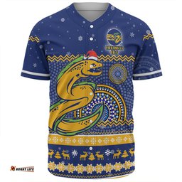 Parramatta Eels Christmas Custom Baseball Shirt - Ugly Xmas And Aboriginal Patterns For Die Hard Fan Baseball Shirt