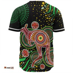 Australia Kangaroo Aboriginal Custom Baseball Shirt - Aboriginal Plant With Kangaroo Colorful Art Baseball Shirt