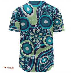 Australia Aboriginal Baseball Shirt - Blue Aboriginal Dot Art Inspired Baseball Shirt