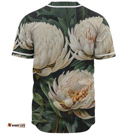Australia Waratah Baseball Shirt - White Waratah Flowers Fine Art Ver2 Baseball Shirt