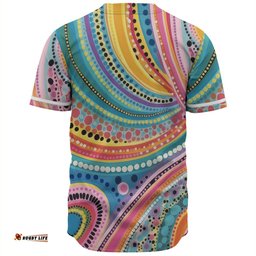 Australia Aboriginal Baseball Shirt - Australian Indigenous Aboriginal Art Vivid Pastel Colours Ver 3 Baseball Shirt
