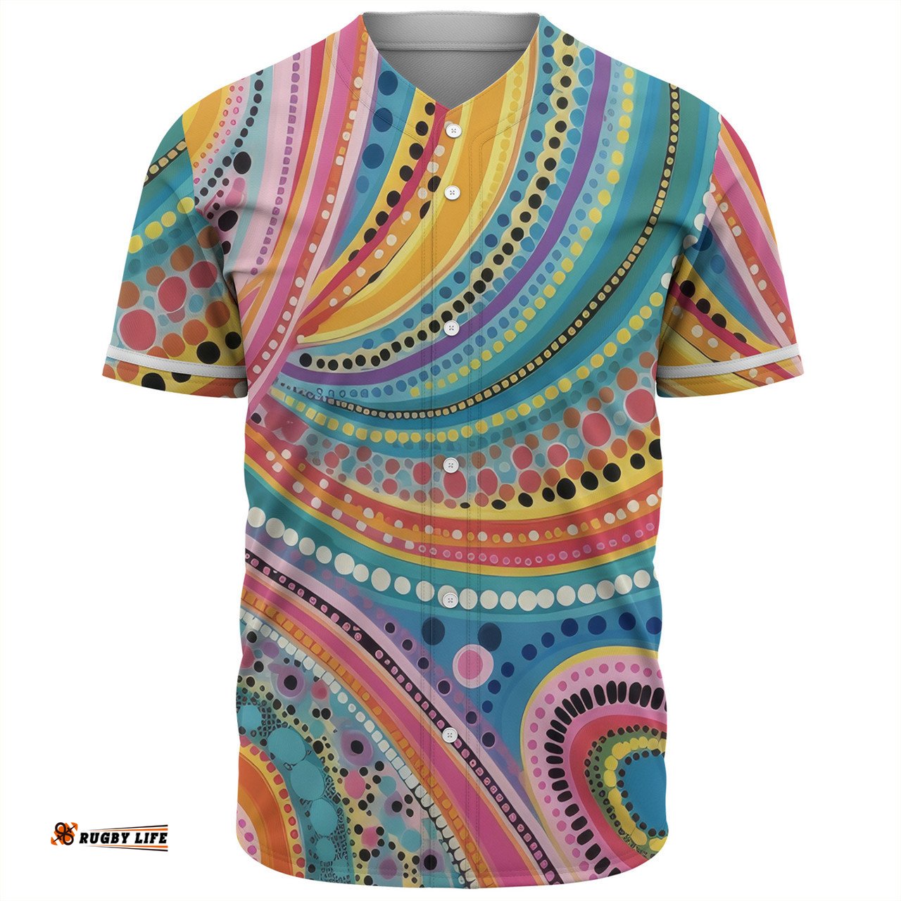 Australia Aboriginal Baseball Shirt - Australian Indigenous Aboriginal Art Vivid Pastel Colours Ver 3 Baseball Shirt