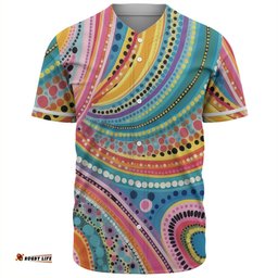 Australia Aboriginal Baseball Shirt - Australian Indigenous Aboriginal Art Vivid Pastel Colours Ver 3 Baseball Shirt