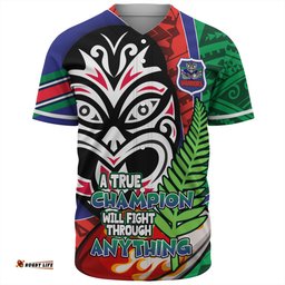 New Zealand Warriors Grand Final Baseball Shirt - A True Champion Will Fight Through Anything With Polynesian Patterns