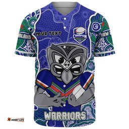 New Zealand Warriors Grand Final Custom Baseball Shirt - Custom New Zealand Warriors With Contemporary Style Of Aboriginal Painting  Baseball Shirt