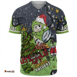 Canberra Raiders Christmas Custom Baseball Shirt - Let's Get Lit Chrisse Pressie Baseball Shirt