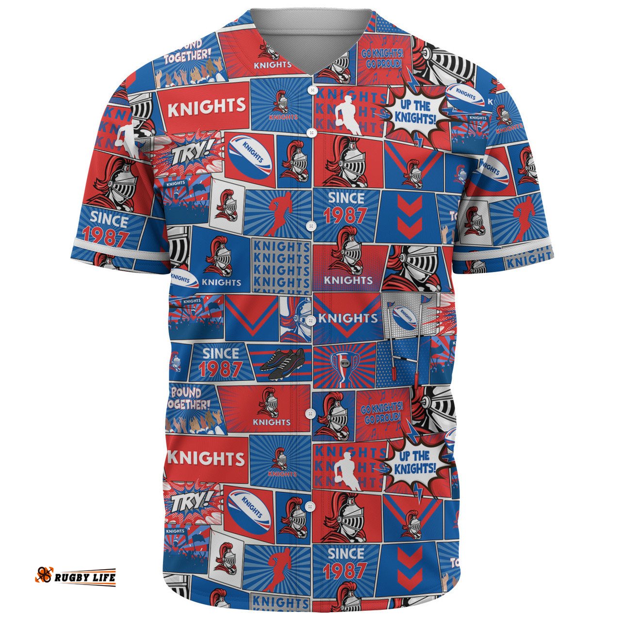 Newcastle Knights Sport Baseball Shirt - Team Of Us Die Hard Fan Supporters Comic Style