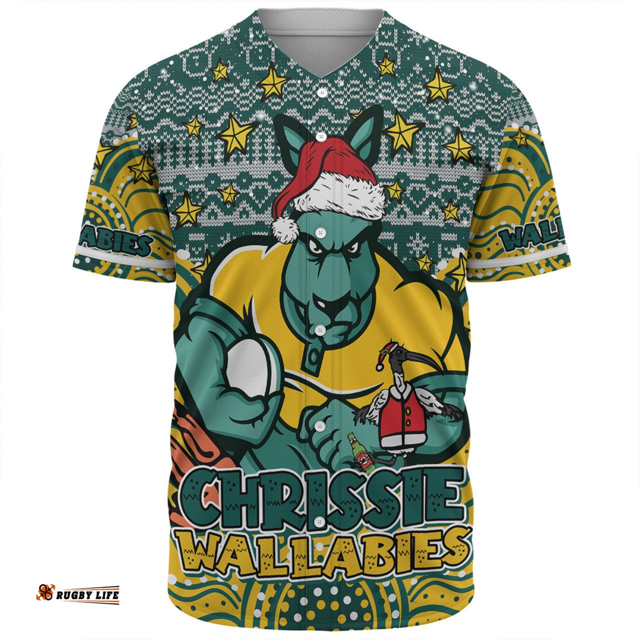 Australia Wallabies Christmas Custom Baseball Shirt - Christmas Knit Patterns Vintage Jersey Ugly Baseball Shirt
