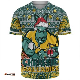 Australia Wallabies Christmas Custom Baseball Shirt - Christmas Knit Patterns Vintage Jersey Ugly Baseball Shirt