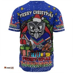 New Zealand Warriors Christmas Custom Baseball Shirt - Merry Christmas Our Beloved Team With Aboriginal Dot Art Pattern Baseball Shirt