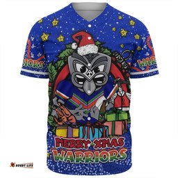 New Zealand Warriors Christmas Custom Baseball Shirt - Merry Christmas Our Beloved Team With Aboriginal Dot Art Pattern Baseball Shirt