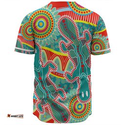 Australia Platypus Aboriginal Baseball Shirt - Green Platypus With Aboriginal Art Dot Painting Patterns Inspired Baseball Shirt