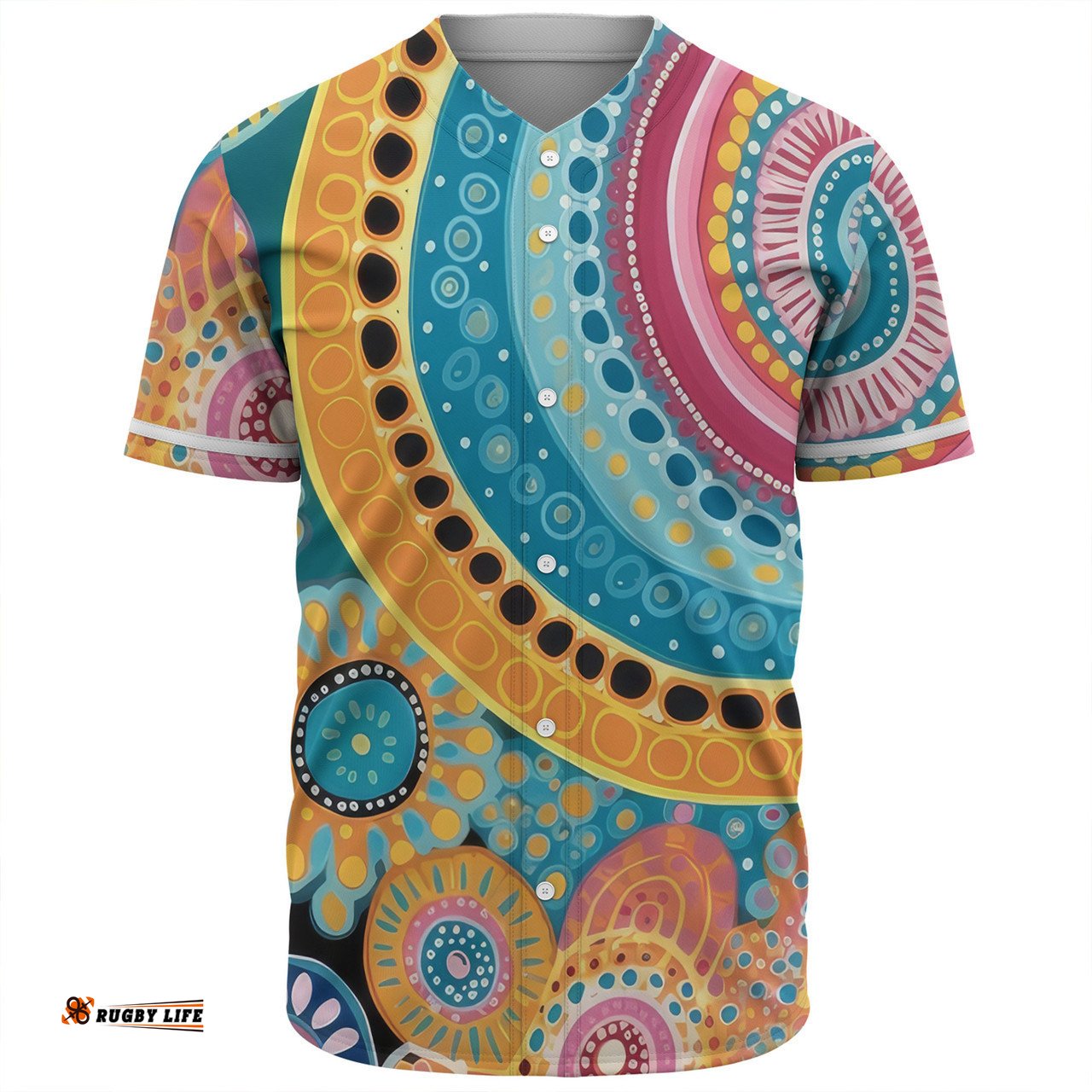 Australia Aboriginal Baseball Shirt - Colorful Pattern And Dots Art Baseball Shirt