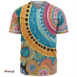 Australia Aboriginal Baseball Shirt - Colorful Pattern And Dots Art Baseball Shirt